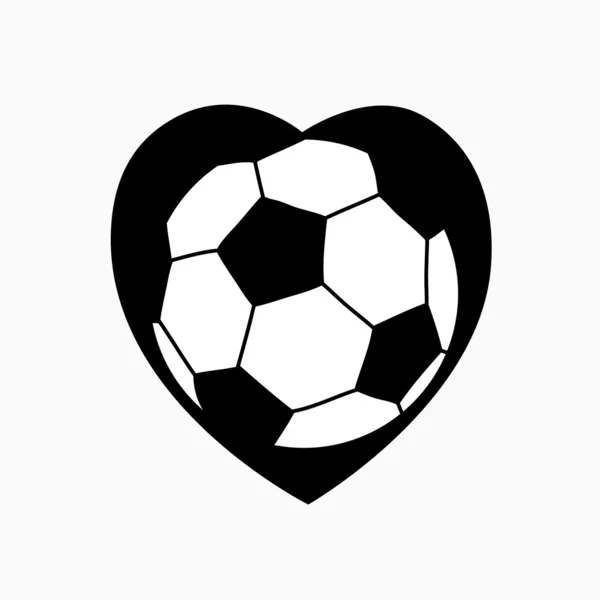 Ballon de football - cœur. Illustration vectorielle sur fond blanc . — Image vectorielle