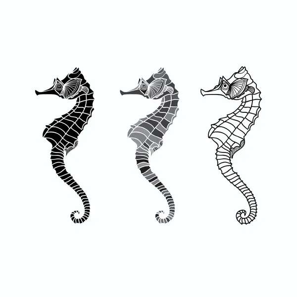 Vector set seahorse op een witte achtergrond — Stockvector