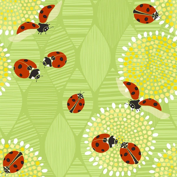 Bezešvé vzor s ladybugs. — Stockový vektor