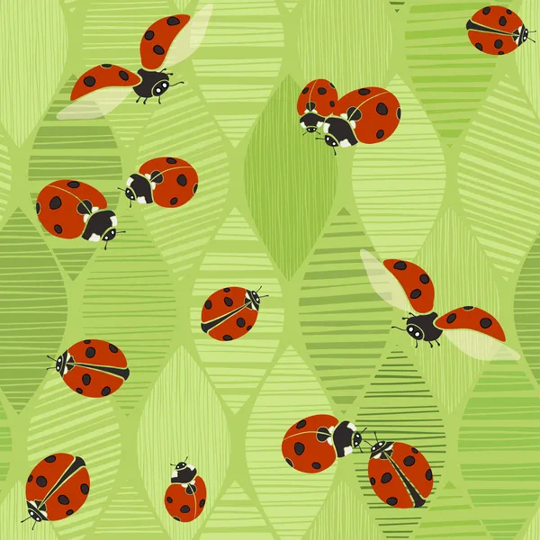Bezešvé vzor s ladybugs — Stockový vektor