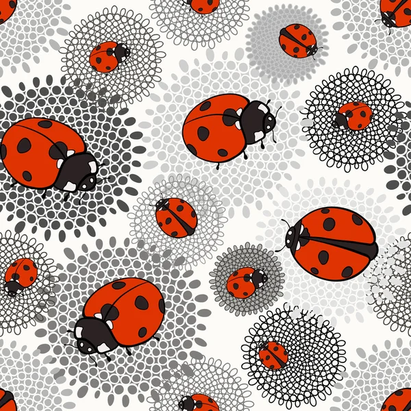 Seamless pattern with ladybugs — Stock Vector