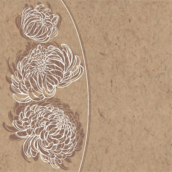 Квіти Хризантеми Крафт Фоні Векторні Ілюстрації Пробілом Тексту Запрошення Вітальна — стоковий вектор