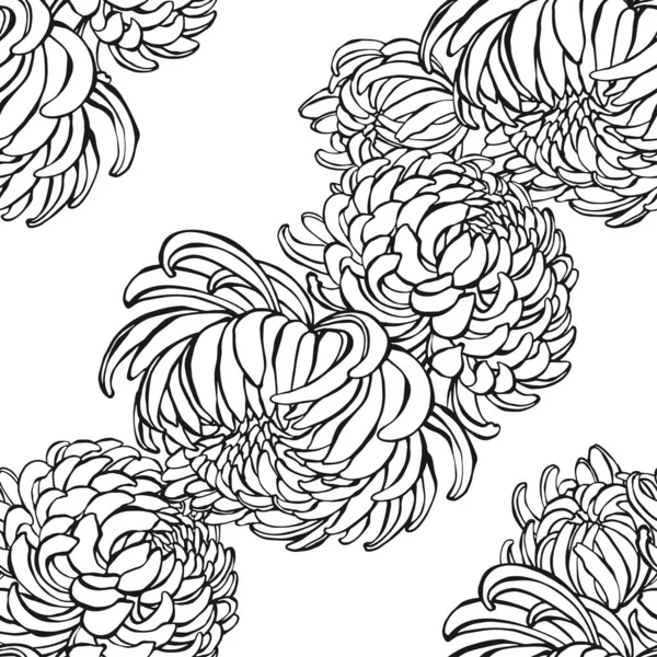 Квітковий Фон Квітами Хризантем Малюнок Вручну Векторні Ілюстрації — стоковий вектор