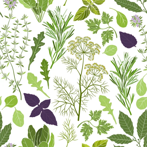Fragrant Herbs Endless Background Vector — Stock Vector