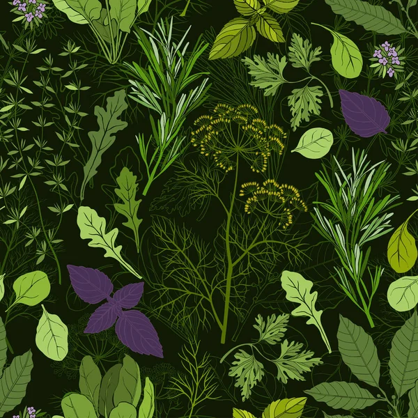 Herbes Parfumées Fond Sans Fin Vecteur — Image vectorielle