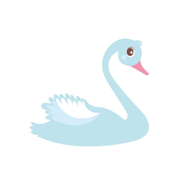 Adorable swan boy. Vector isolated illustration on white. Perfect for design templates, wallpaper, wrapping, fabric and textile, logo, design element.