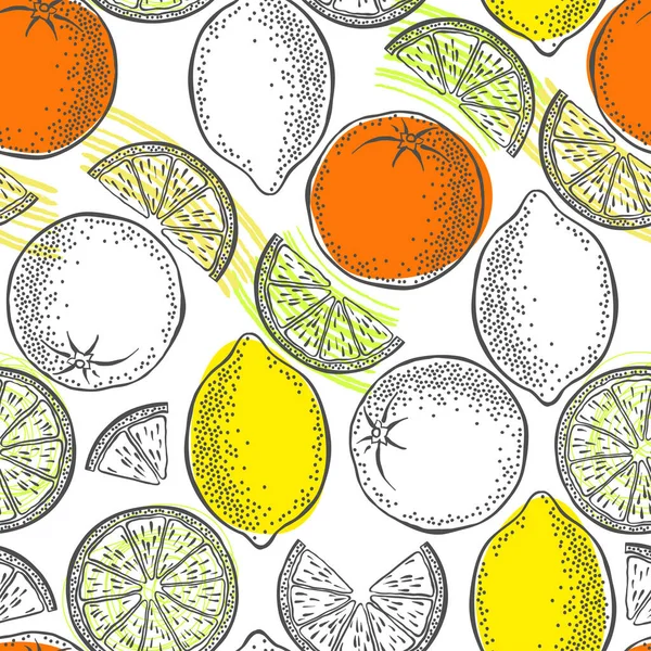 Citrus Fruits Food Background Natural Vitamins Perfect Design Templates Wallpaper — Stock Vector