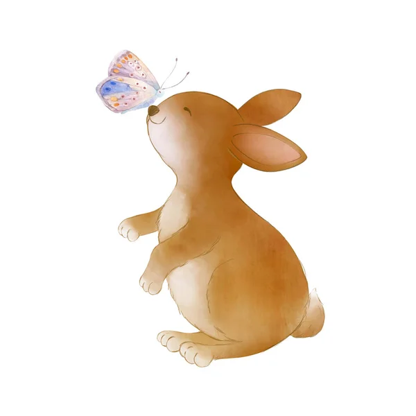 Adorable Conejo Mariposa Personajes Dibujos Animados Individuales — Foto de Stock