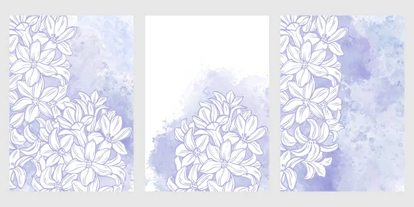 Konst Botanisk Bakgrund Vektor Lyxig Design Med Hyacint Blommor Och — Stock vektor