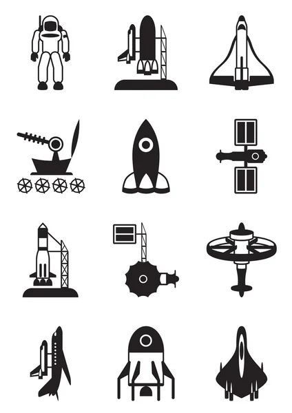 Astronaut, space shuttle and spaceship — Stock Vector