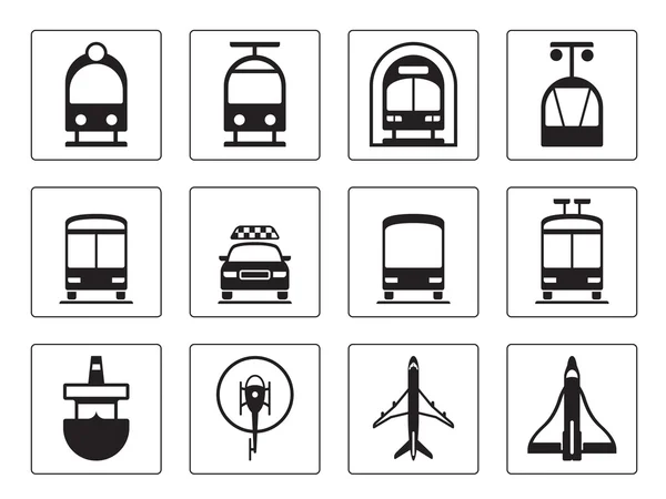 Symbole für öffentliche Fahrzeuge gesetzt — Stockvektor
