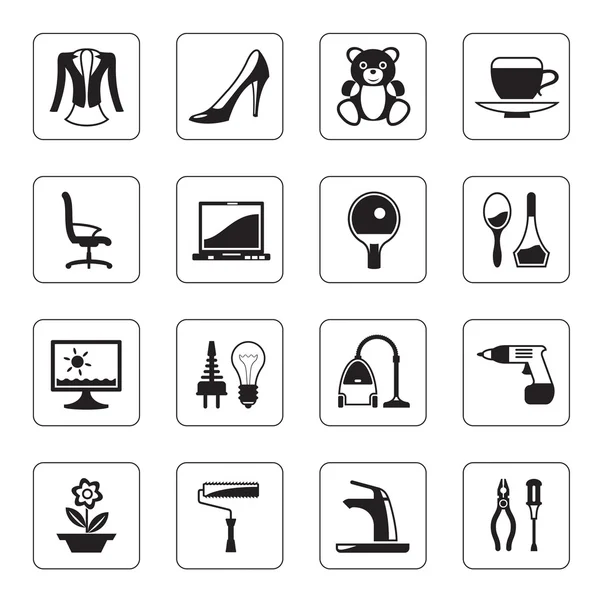 Hypermarkt en mall icons set — Stockvector