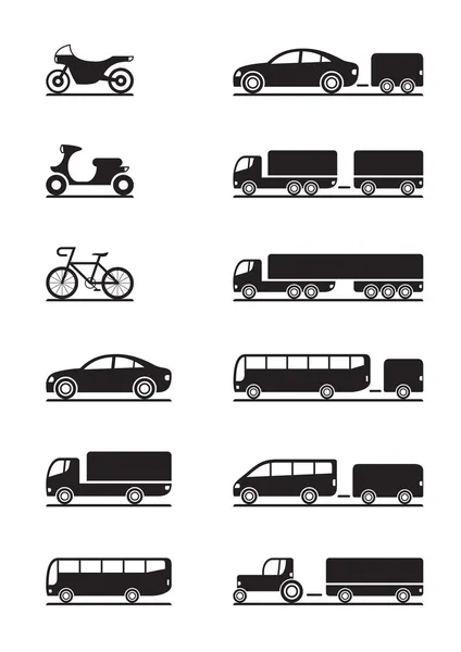 Véhicules routiers icônes — Image vectorielle