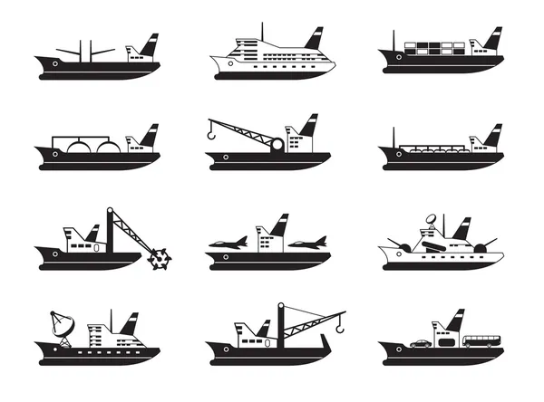 Divers navires commerciaux et de passagers — Image vectorielle