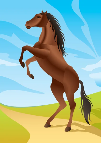Wild häst i fälten — Stock vektor