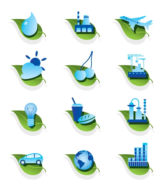 Ensemble d'icônes écologiques diverses — Image vectorielle