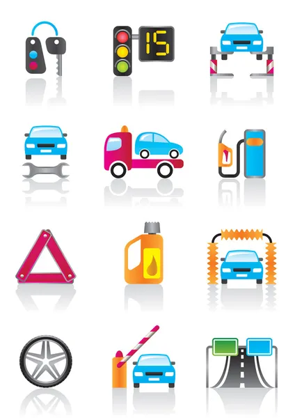 Car service, auto assistance and auto accessories — Stock Vector