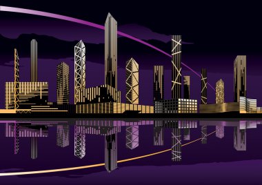 gece ışıkları ve manzarası ile cityscape