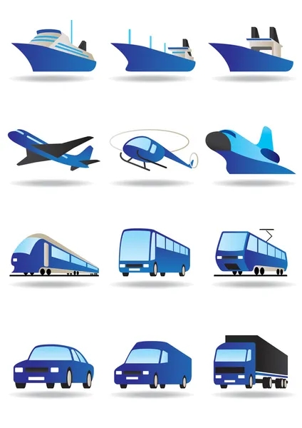 Road, sea and space transport icons set — Stock Vector