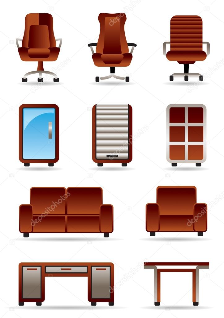 Business office furniture icons set
