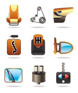 araba parçaları Icon set