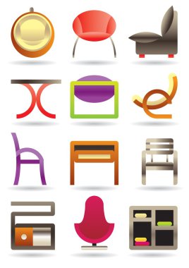 çağdaş ev mobilyaları Icons set
