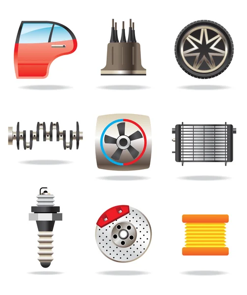 Car parts and symbols — Stock Vector