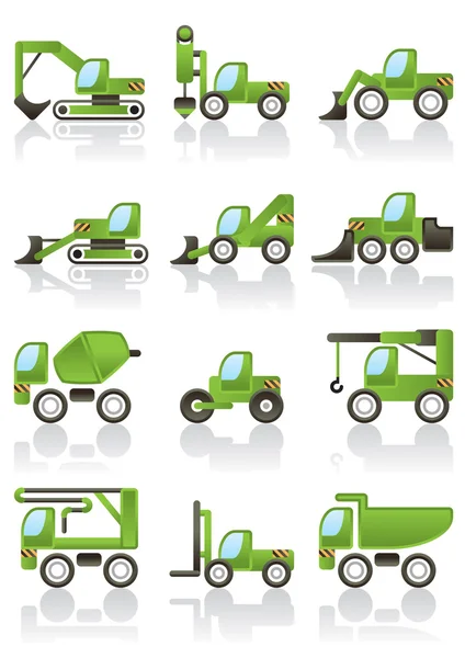 Construcción de vehículos iconos conjunto — Vector de stock