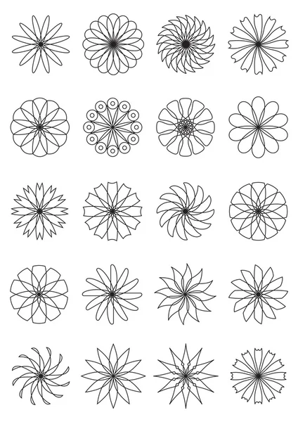 Abstract graphic flower icons set — Stock Vector