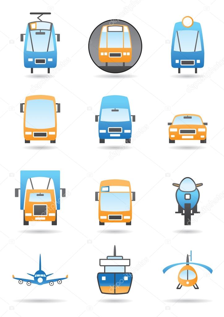Different transportations icons set