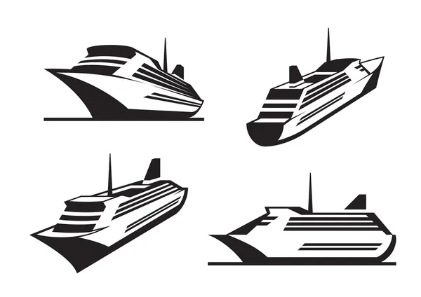 Cruise ships in perspective — Stock Vector