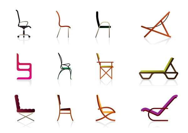 Chaises de bureau, intérieures, en plastique et de luxe — Image vectorielle