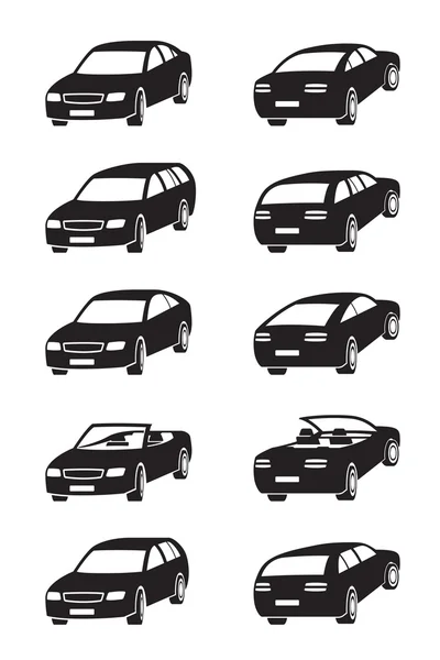 Diferentes coches en perspectiva — Vector de stock