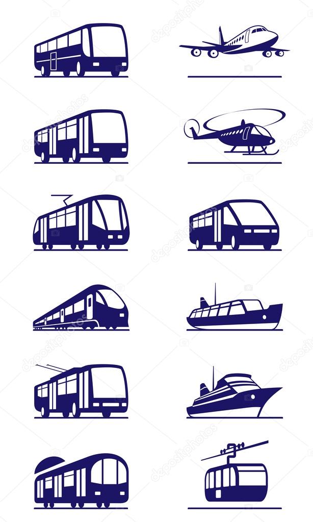 Public transportation icon set