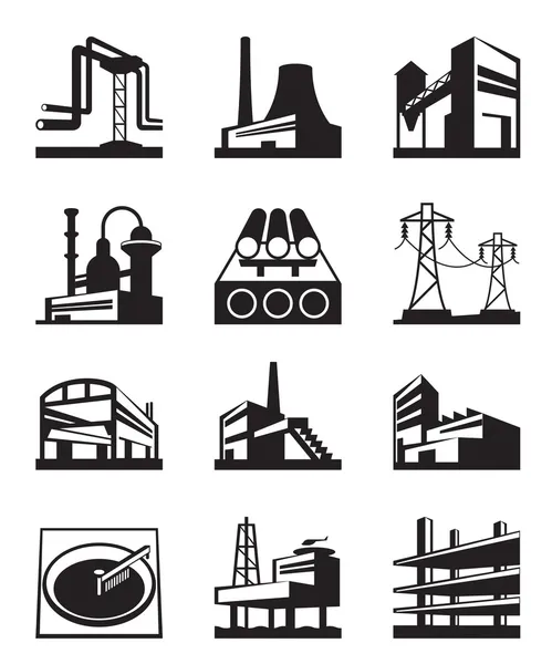 Diferentes tipos de construção industrial — Vetor de Stock