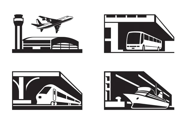 Stazioni di trasporto pubblico in prospettiva — Vettoriale Stock