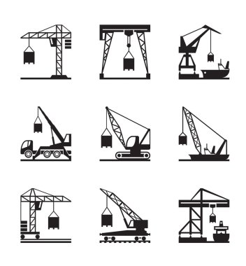 Various types of cranes clipart