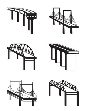 Various bridges in perspective clipart