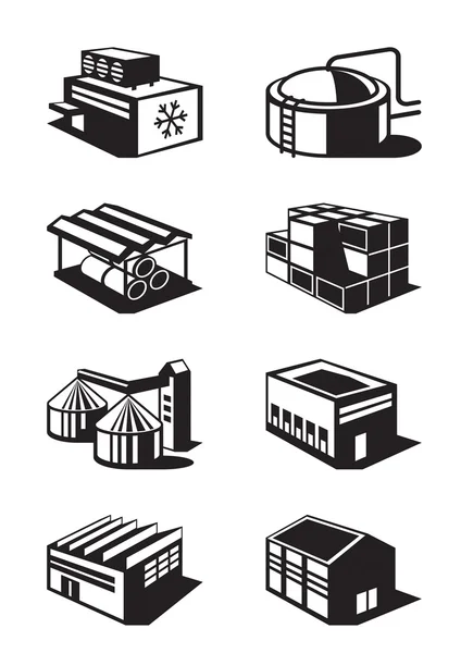 Industrial and commercial warehouses — Stock Vector