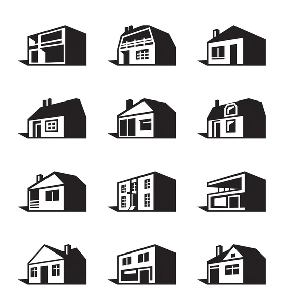 Varios tipos de casas — Vector de stock