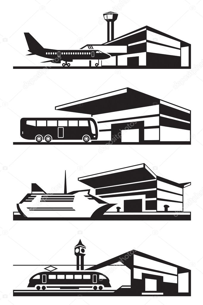 Transport stations with vehicles