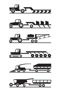 Agricultural machinery icon set clipart