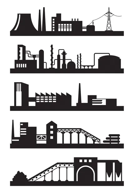 Verschillende soorten industriële installaties Rechtenvrije Stockvectors