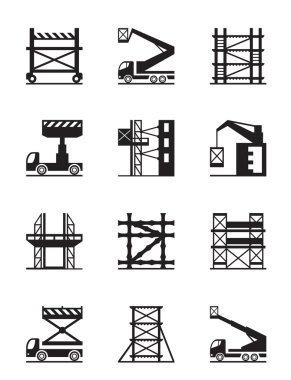 İskele ve inşaat Vinçler Icon set