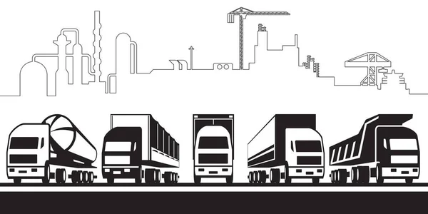 Camiones Para Diferentes Industrias Ilustración Vectorial — Archivo Imágenes Vectoriales