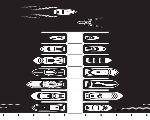 Причал Яхт Лодок Сверху Векторная Иллюстрация Векторная Графика