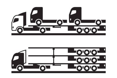 Tractor carrying trucks and trailers  vector illustration