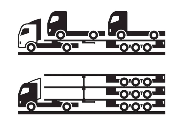 Tractor Carrying Trucks Trailers Vector Illustration — Stockvector