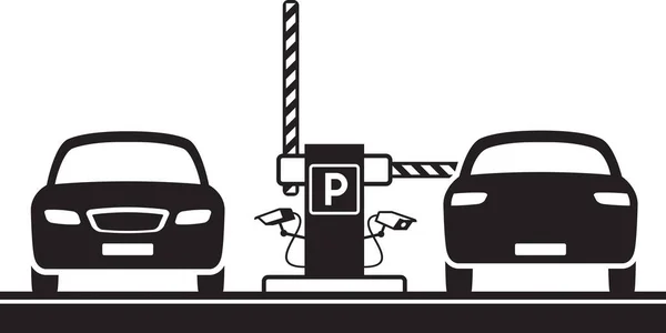 Rendszámfelismerő Kamerák Parkoló Vektor Kijáratánál Illusztráció — Stock Vector