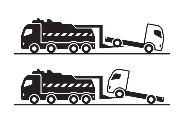 Reboque Caminhão Puxa Veículo Danificado Vetor Ilustração — Vetor de Stock